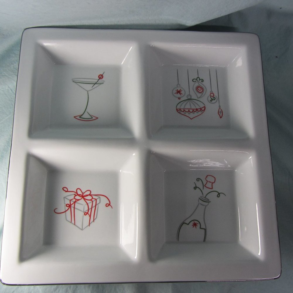 food network Christmas dish 4 relish compartments (W1841)